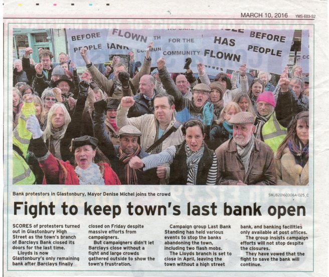 Fight to keep town’s last bank open - Central Somerset Gazette, 10th March 2016