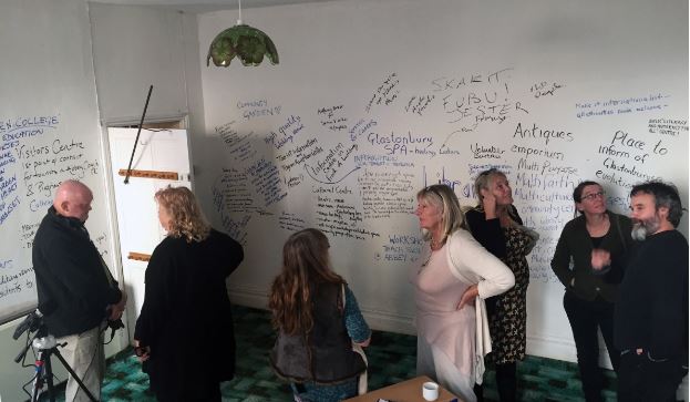 People are invited to write their ideas on the walls of St. Dunstan’s House [photograph by Kevin Redpath].